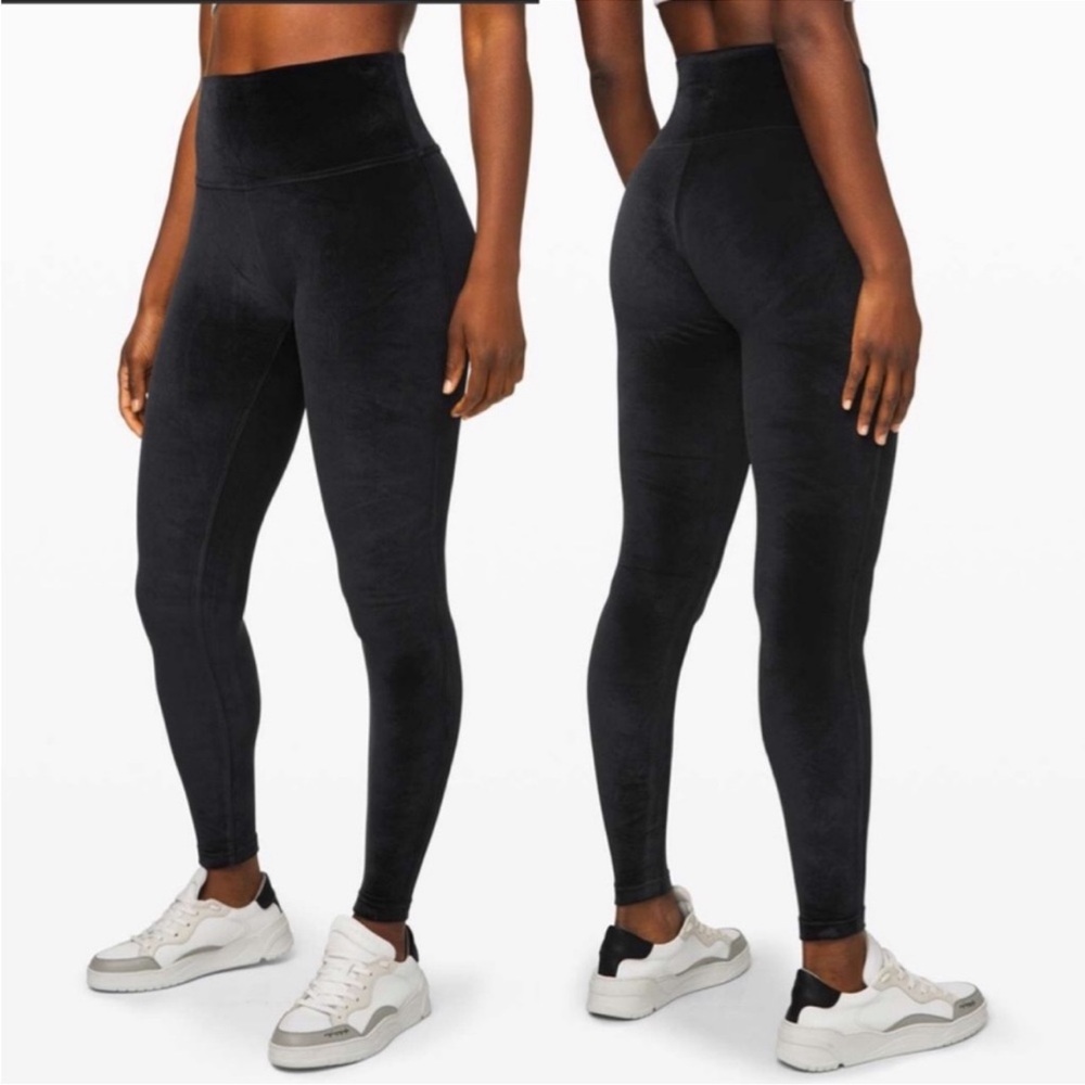 LULULEMON Black‎ Velvet Wunder Lounge HR Tight Velour Size 10